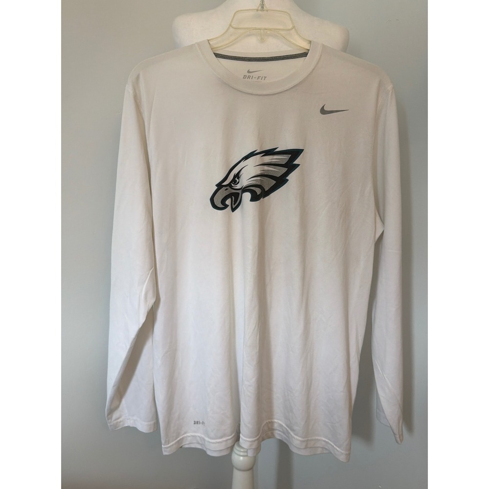 Nike Philadelphia Eagles Dri-FIT Long Sleeve Shirt Mens XL White NFL Football